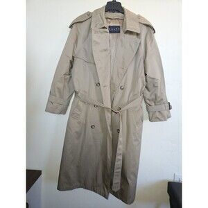 Vtg Ralph Lauren Thinsulte Trench Coat, Size 46R Tan Khaki, Removable Lining,